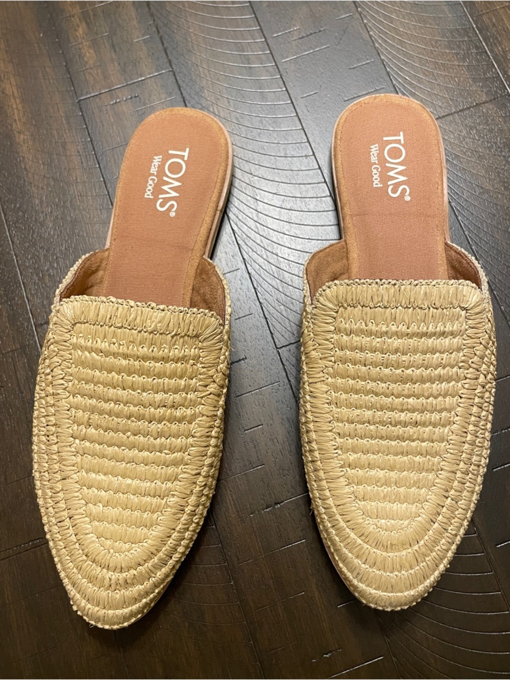TOMS Natural Woven Raffia Mule Flats Slip-On Shoes Size 8.5